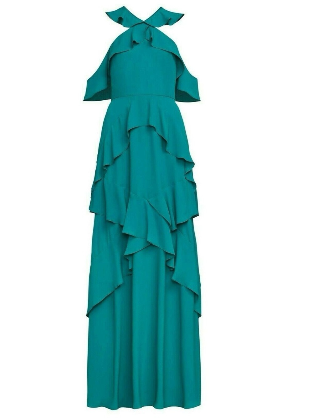 BCBGMaxAzria Teal Dress with Ruffle Detail